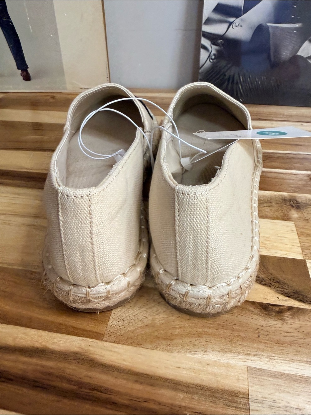 NWT a new day Cream Canvas Espadrilles Black Toe Cap casual beach resort travel - Picture 4 of 5